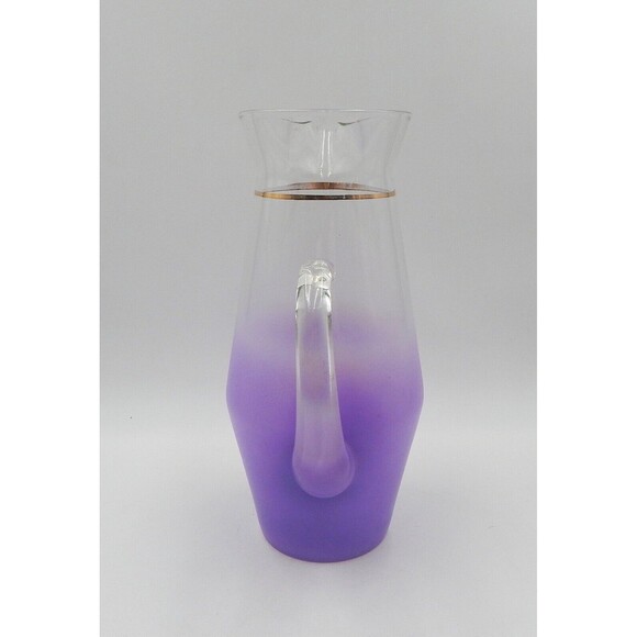 Blendo West Virginia Glass Lemonade Pitcher Frosted Lavender Glass 11.5 Inches - Picture 2 of 12
